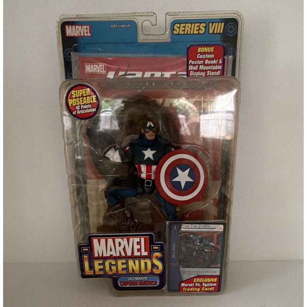Marvel Legends Series VIII Captain America Action Figure w/ Shield & Card 2004